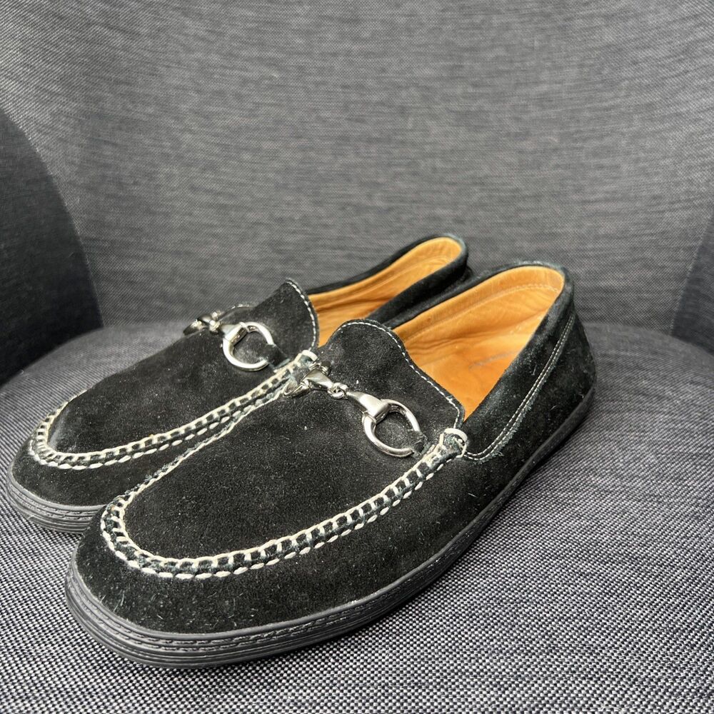 Alan Payne Men's Size 9.5M Horsebit Driving Moccasin Slip On Loafers Black Suede